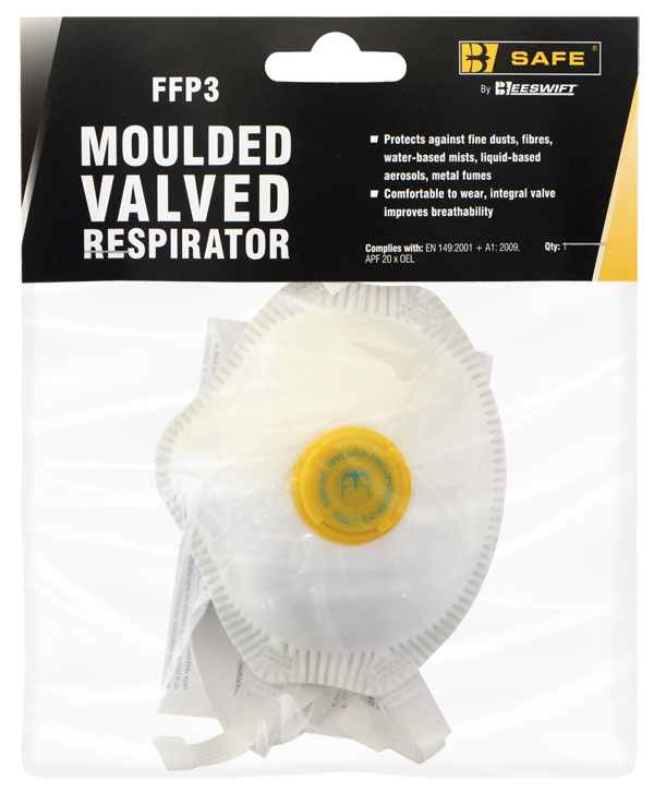 MASQUE RESPIRATOIRE MOULÉ FFP3 A VALVE BLANCHE