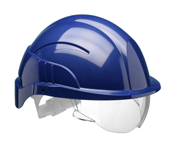 CASQUE DE SÉCURITÉ VISION PLUS BLEU AVEC VISIÈRE INTÉGRÉE