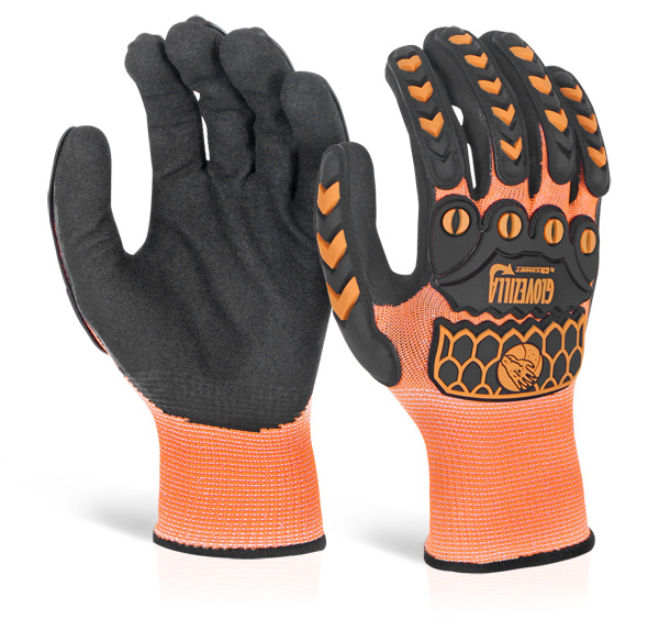 GANTS GLOVEZILLA SANDY ENDUIT DE NITRILE ORANGE TAILLE L (LOT DE 5)